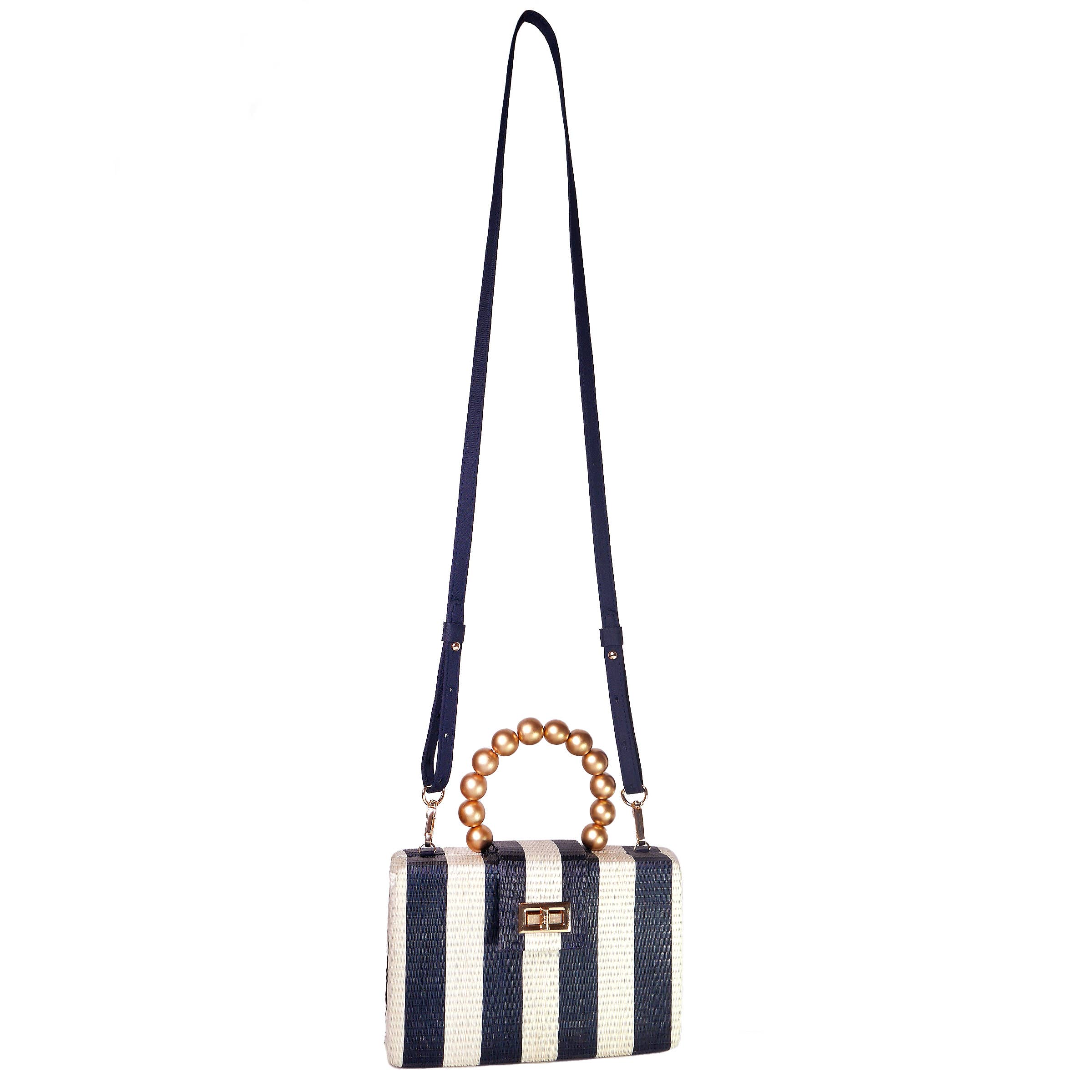 Navy Stripe Clutch Bag