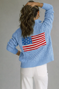 Flag 1/2 Zip Sweater-French Blue