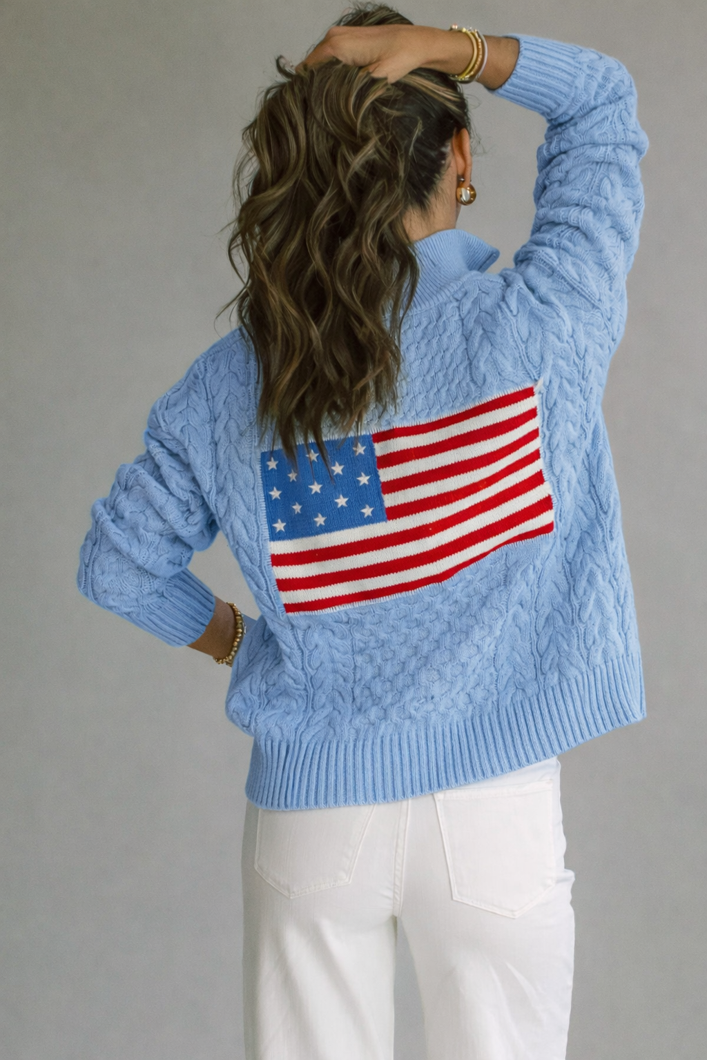 Flag 1/2 Zip Sweater-French Blue