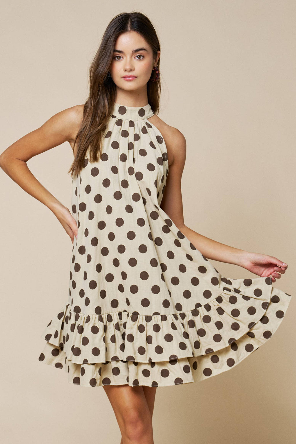 Polka Dot Mock Neck Dress