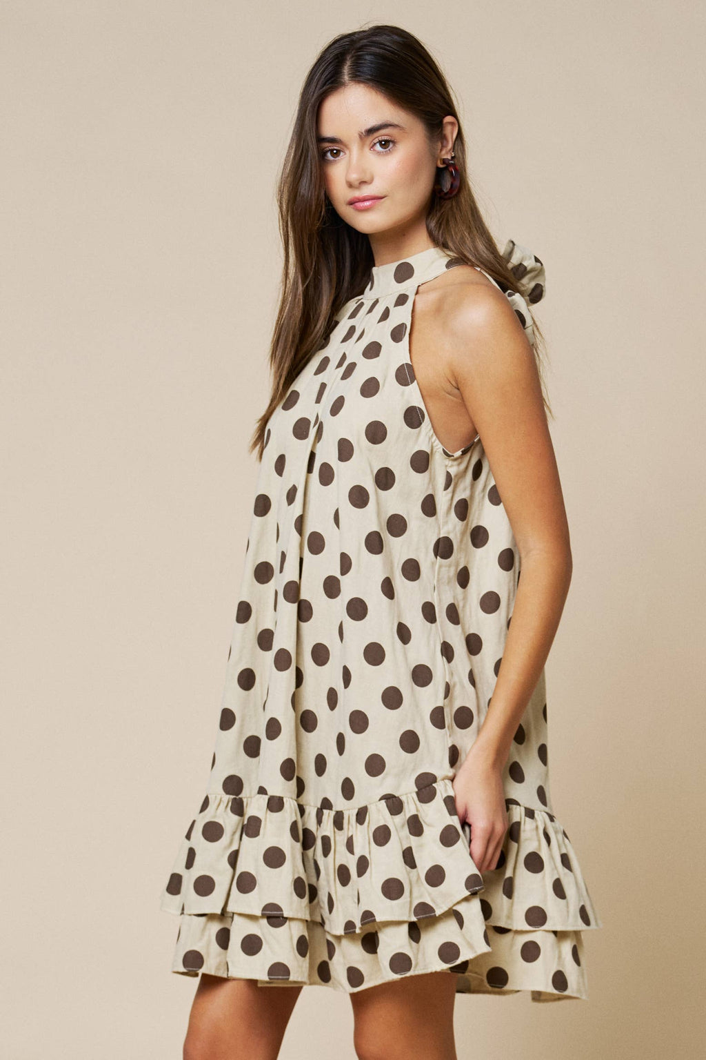 Polka Dot Mock Neck Dress
