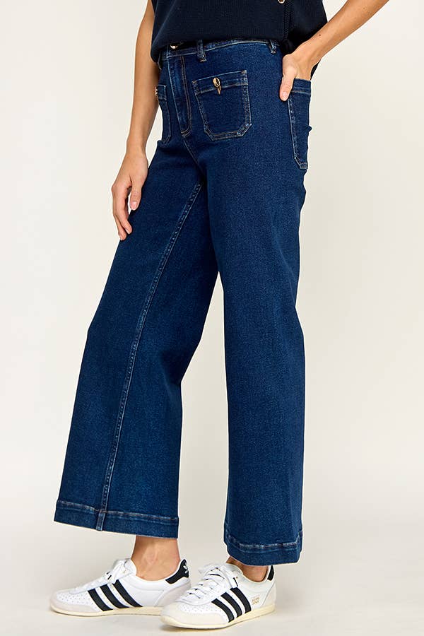 MID RISE WIDE LEG DENIM JEANS