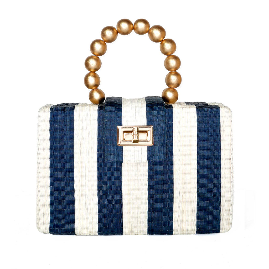 Navy Stripe Clutch Bag