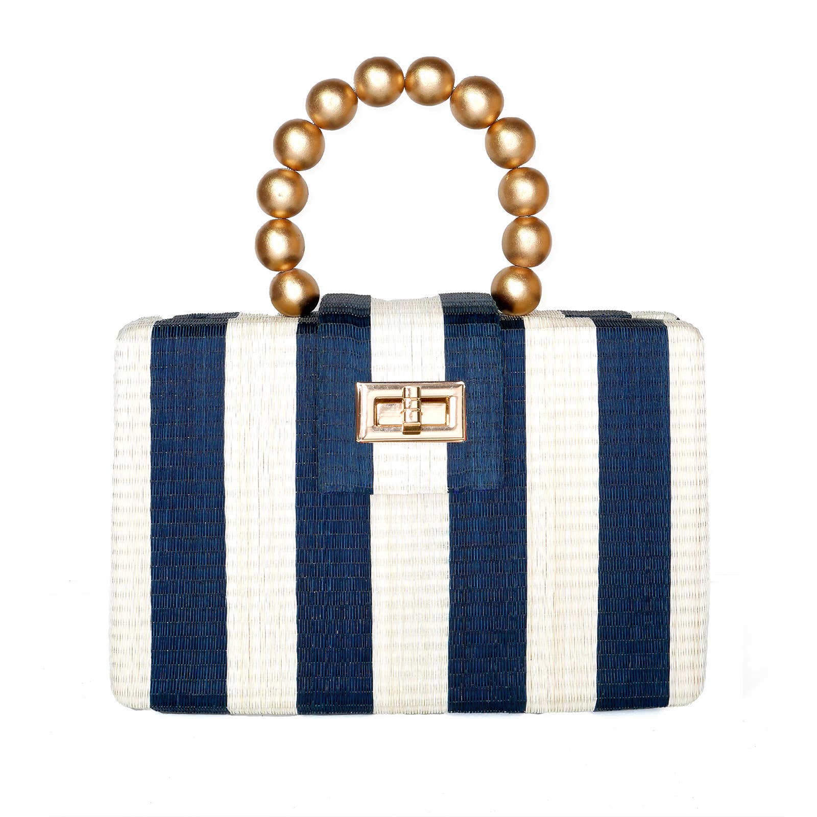 Navy Stripe Clutch Bag