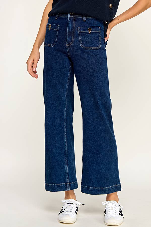 MID RISE WIDE LEG DENIM JEANS