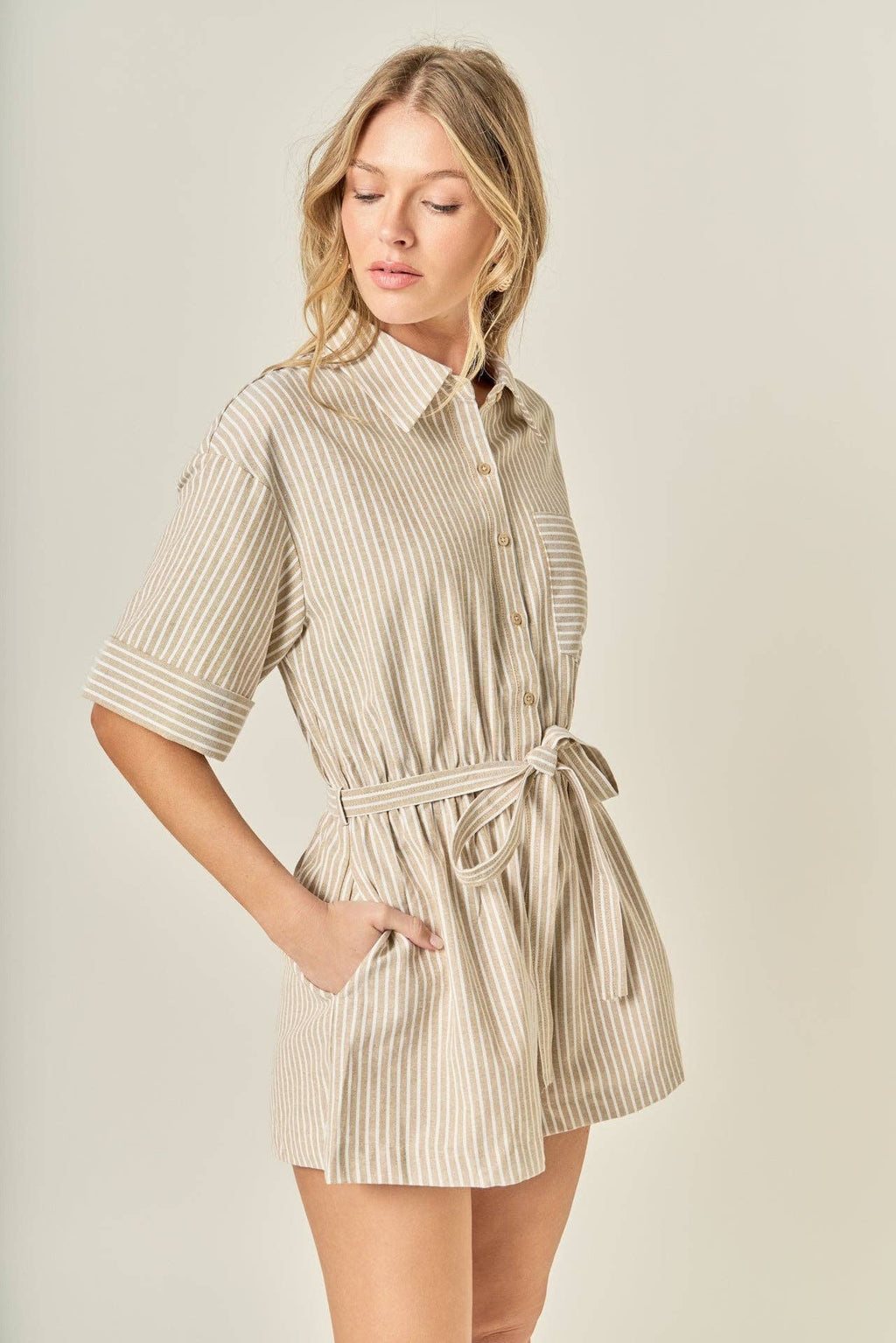 The Elise Oxford Romper