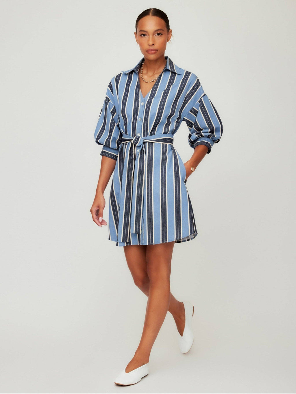 Blaire Lantern Sleeve Tie Dress