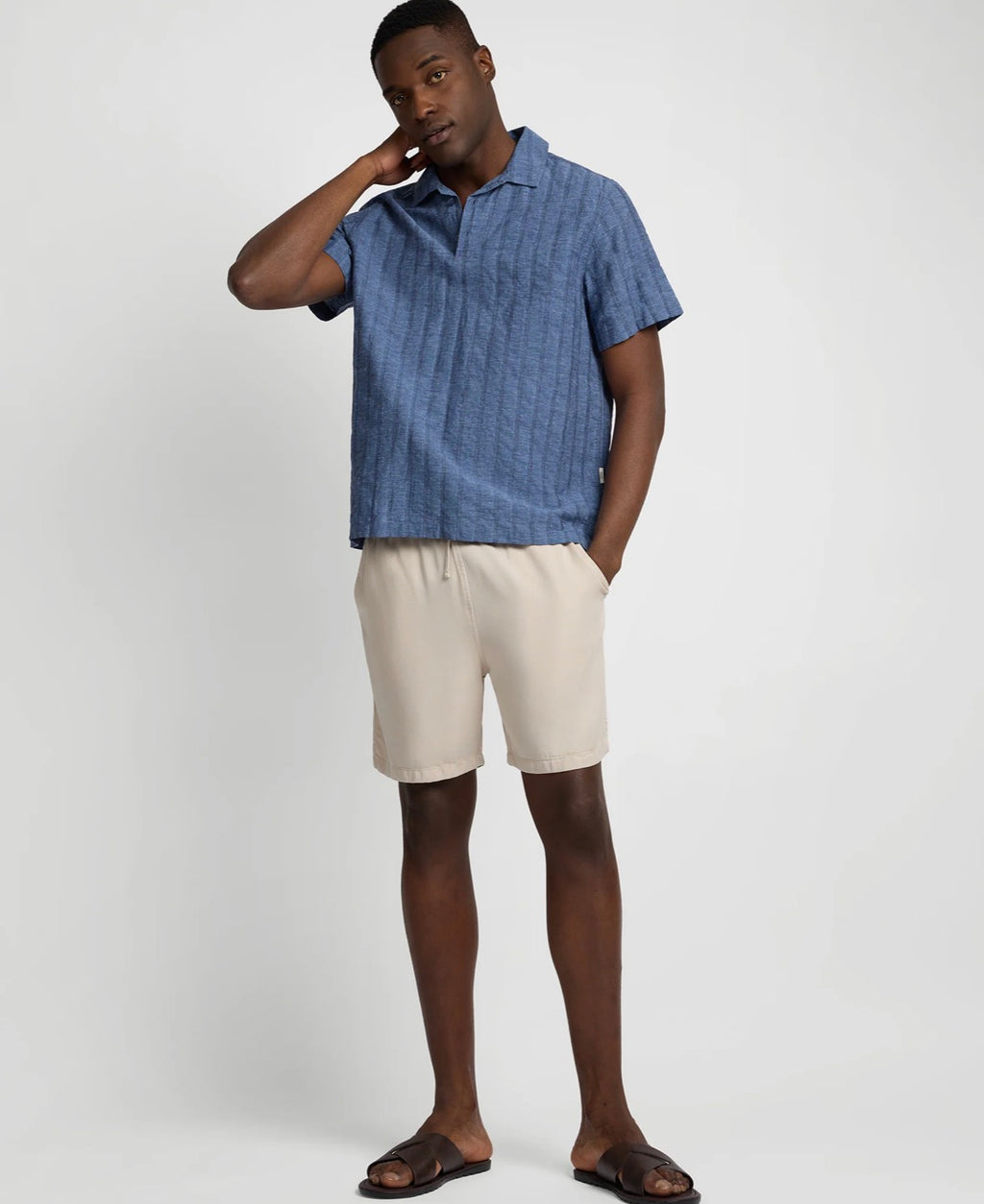 Linen Pop-over - NAVY MLT