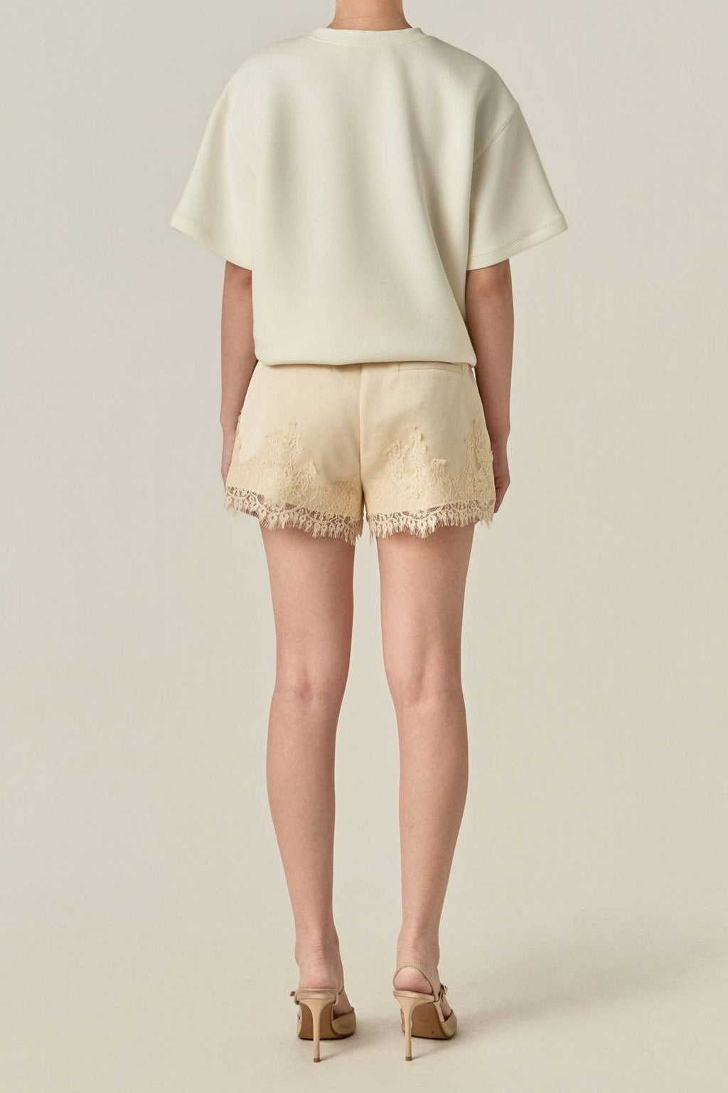 Lace Trimmed Satin Shorts