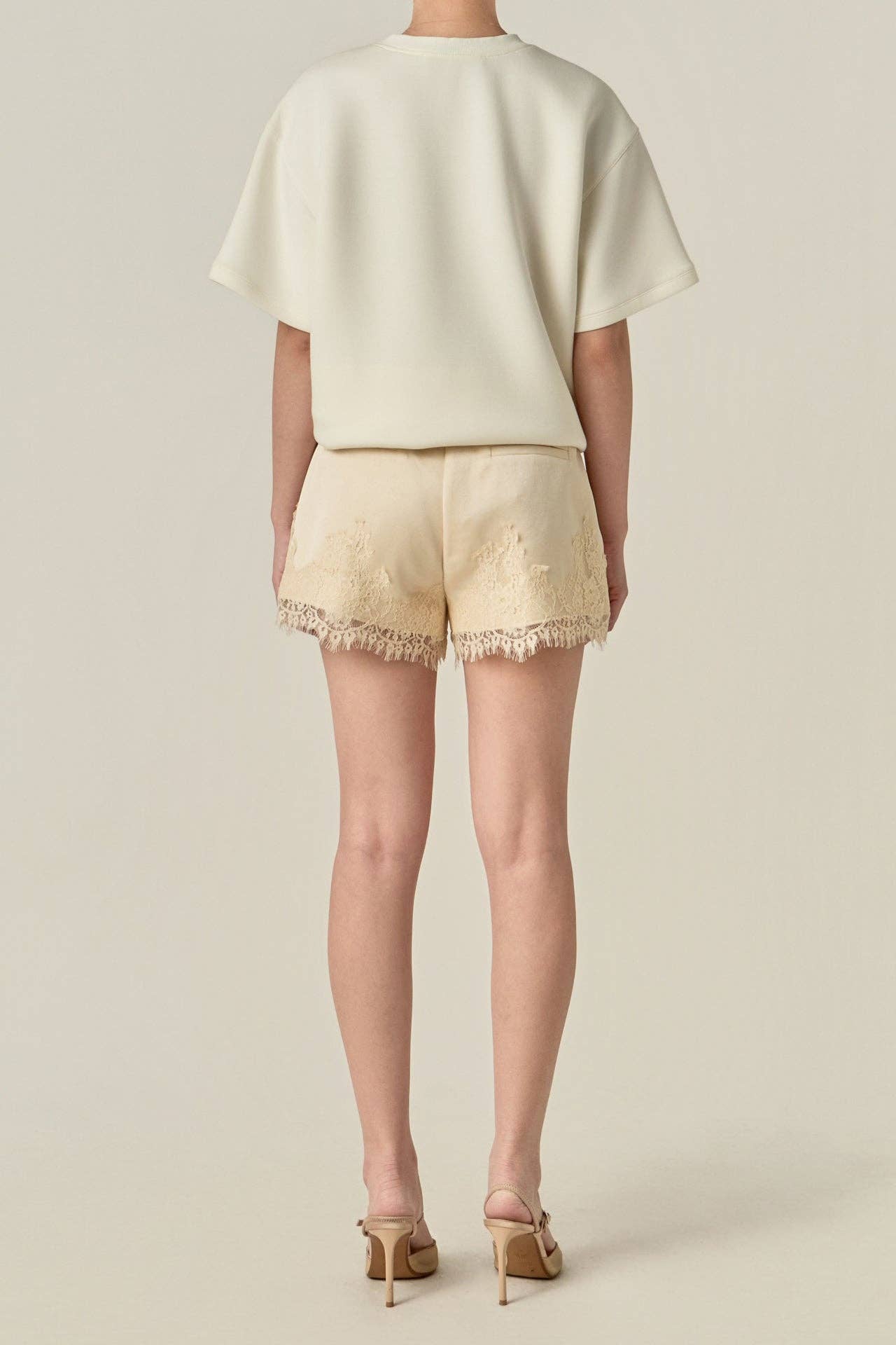 Lace Trimmed Satin Shorts