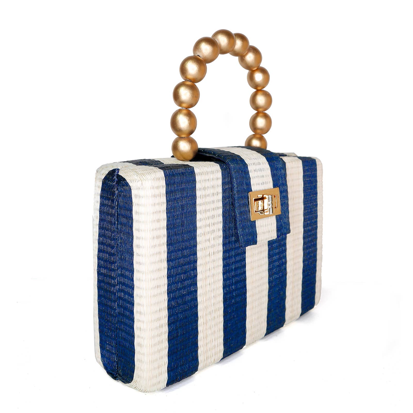 Navy Stripe Clutch Bag