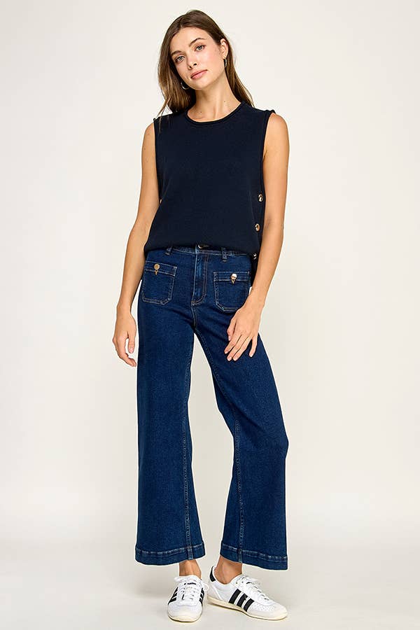 MID RISE WIDE LEG DENIM JEANS