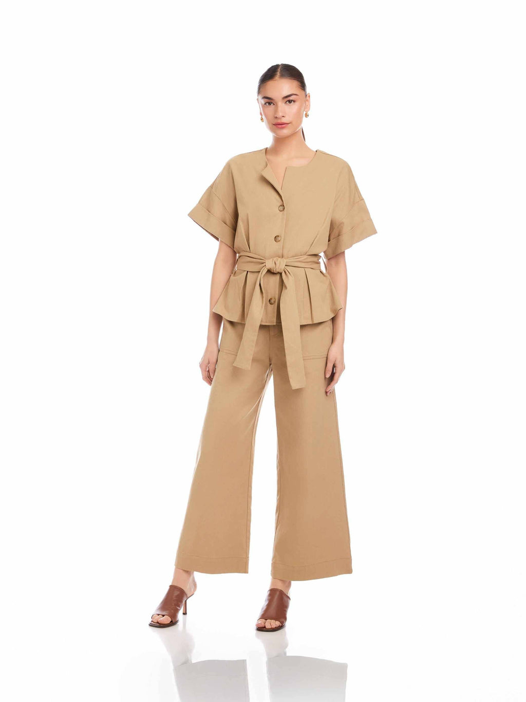 Kai Belted Button-Up Top