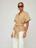 Kai Belted Button-Up Top
