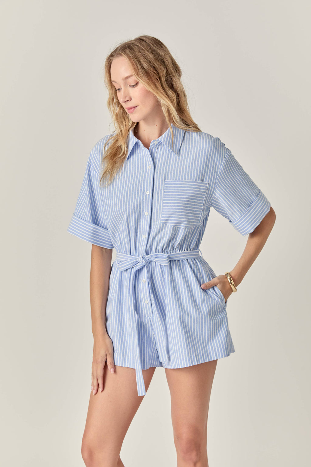 The Elise Oxford Romper