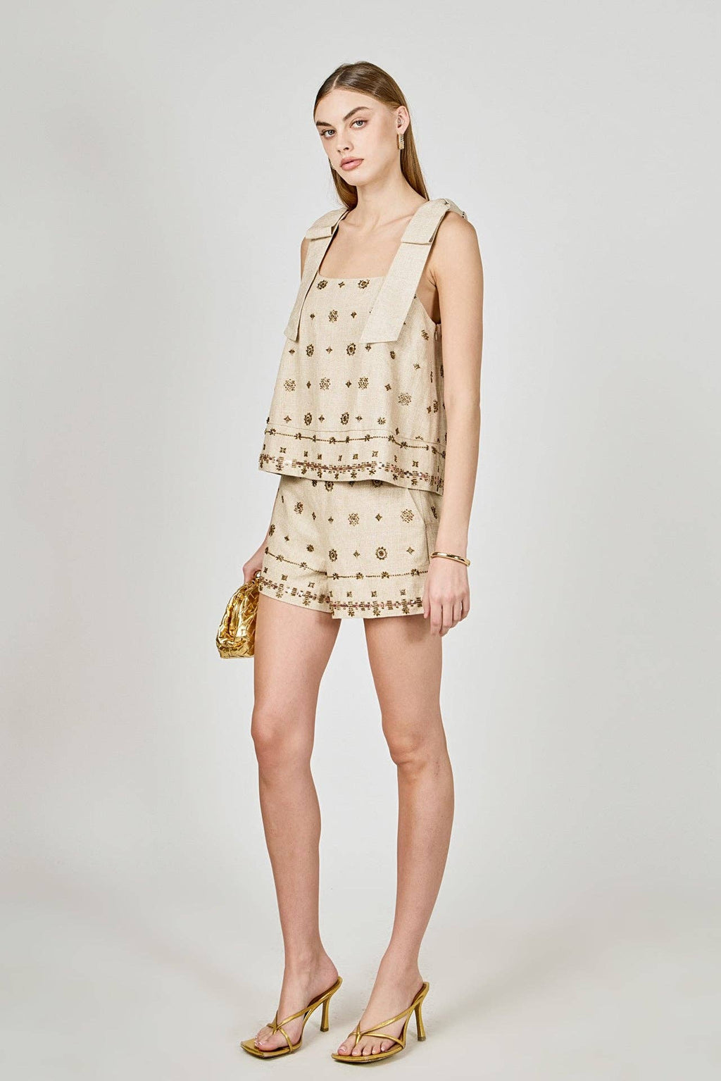Bow Sleeveless Beaded Top