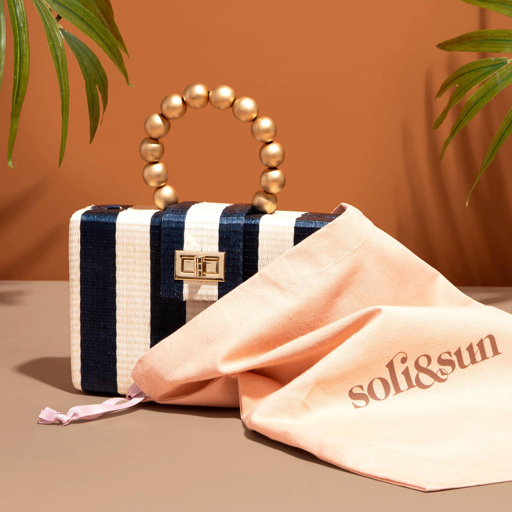 Navy Stripe Clutch Bag