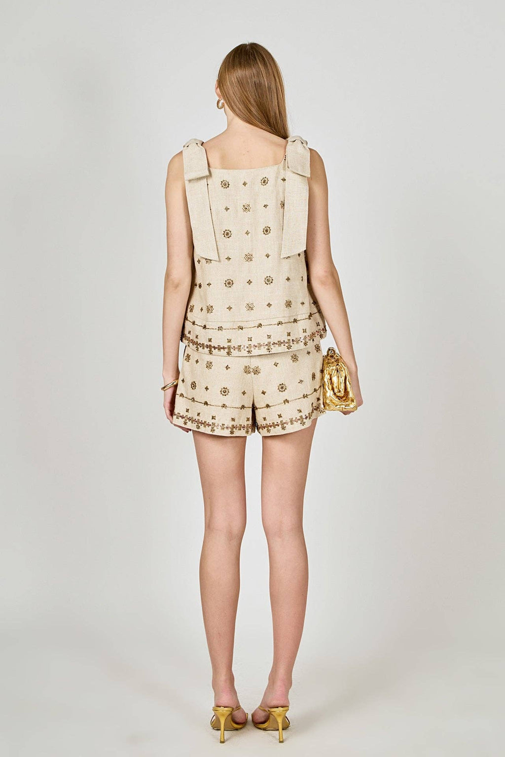 Bow Sleeveless Beaded Top