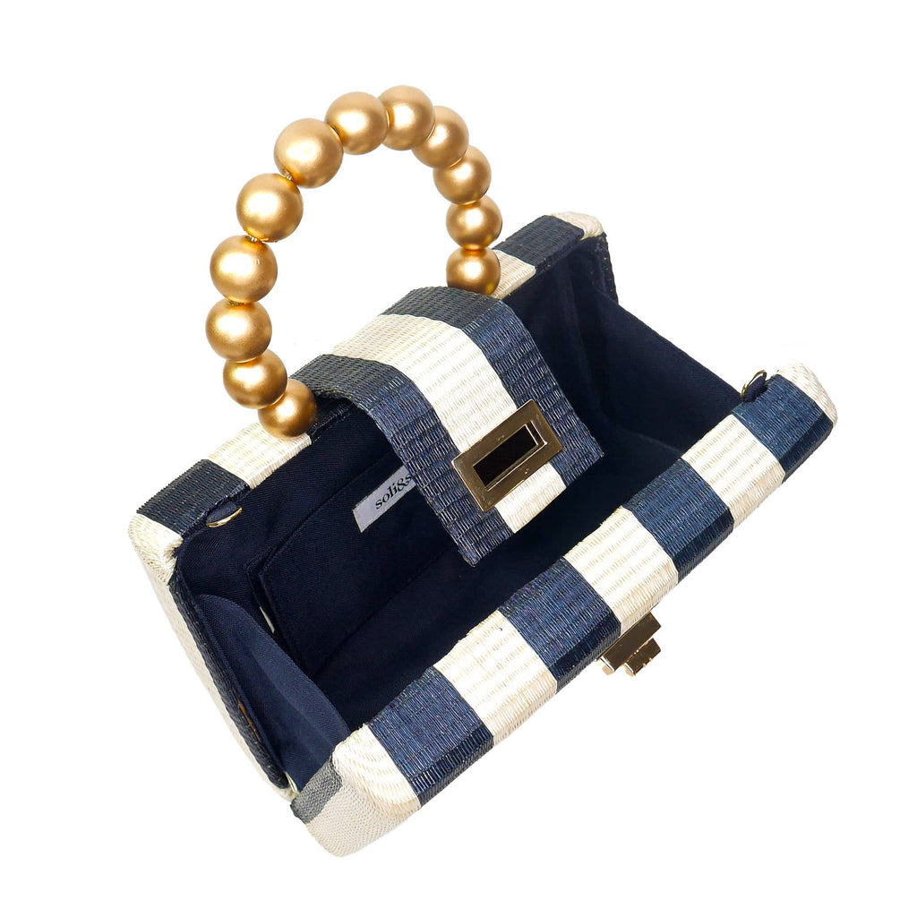 Navy Stripe Clutch Bag