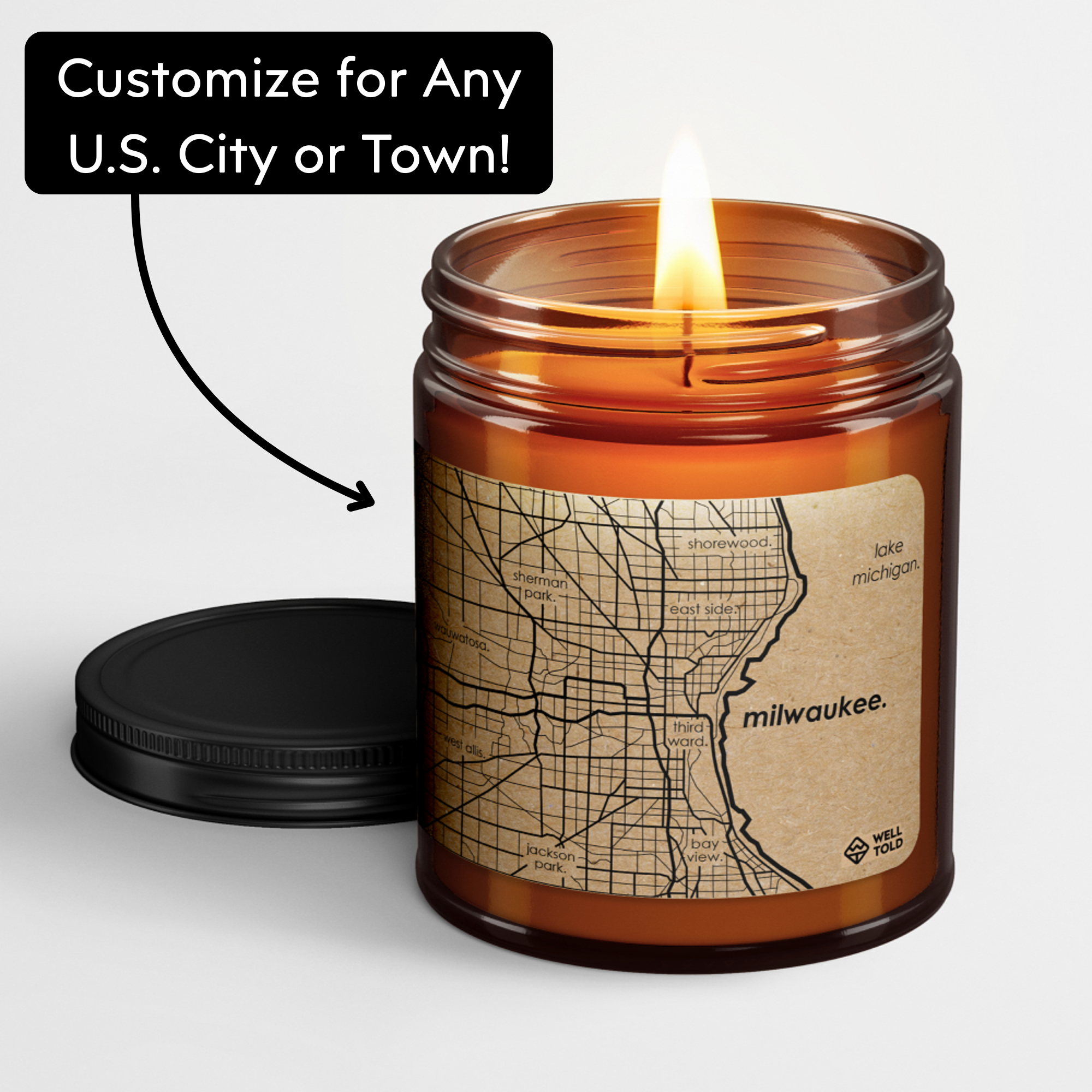 Hamptons Town Map-Soy Candle